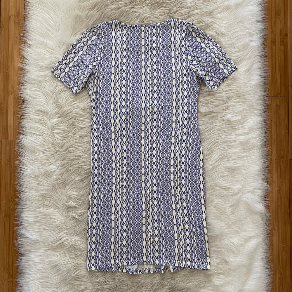 Seraphine Purple Yellow Geometric Short Sleeve Aztec Front Twist Maternity Dress - Picture 7 of 15